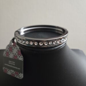 Elegant Silver Crystal Bangle